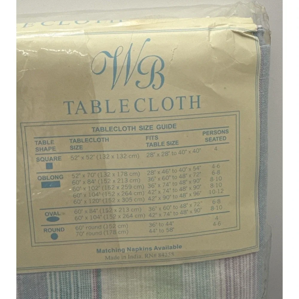 WB Oblong Tablecloth 60 X 102‎ Pastel Stripe Spring Summer Decor #3612